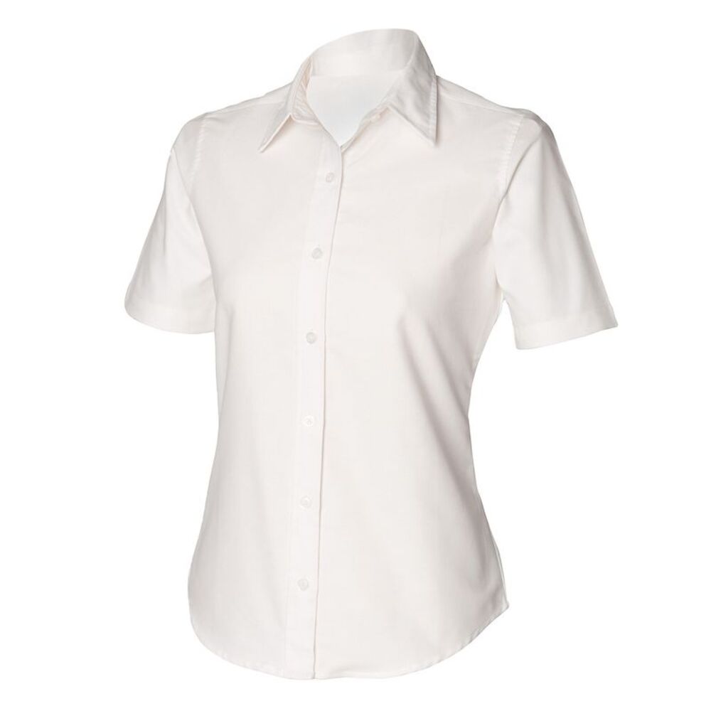Henbury Womens/Ladies Short Sleeve Plain Cotton Classic Oxford Work/Office Shirt